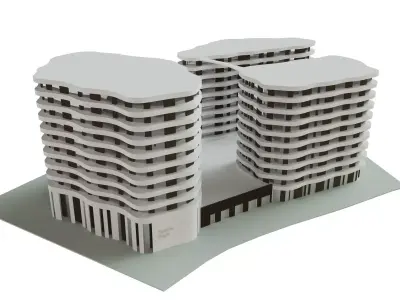 Apartment Building concept  Low-poly  3D model