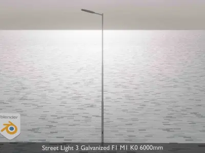 Street Light 3 Galvanized F1 M1 K0 6000mm Low-poly 3D model
