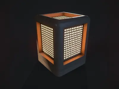 Wooden Cube Lamp Low-poly 3D model