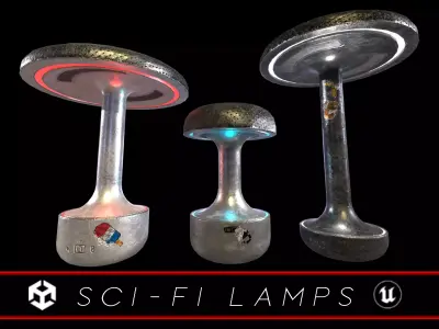 Sci-Fi Lamps  Low-poly 3D model