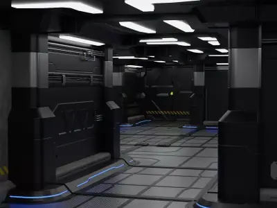 Sci Fi Modular Interior 1A Low-poly 3D model