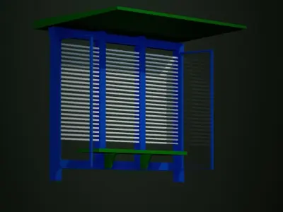 Bus stop Low-poly 3D model 8