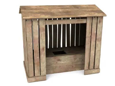 Outhouse wooden Low-poly 3D model