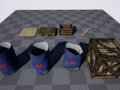 Barrels - Crates - Woods - Props Low-poly 3D model