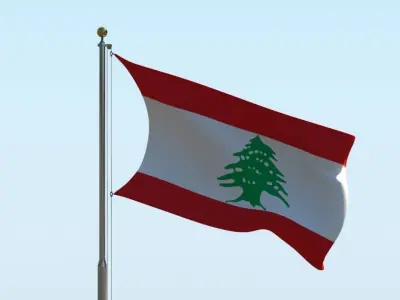 Animated Lebanon Flag  3D model