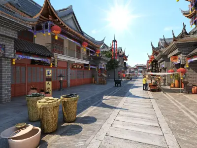  Chinese architecture Low-poly 3D model
