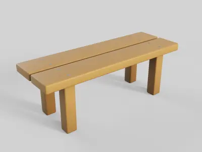 Cartoon Bench 1 Low-poly 3D model