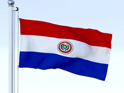 Animated Paraguay Flag Low-poly 3D model