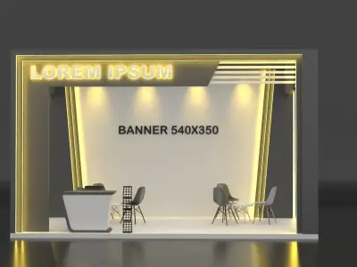 EXHIBITION STAND 001 3X6 3D model with technical drawing 3D model