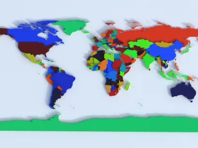 Countries Offset Map Low-poly 3D model
