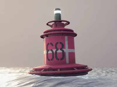 Buoy River RB-4-02 Right Danger Mark Low-poly 3D model
