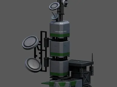 Scifi tower station building exterior skyscraper sci fi Low-poly 3D model