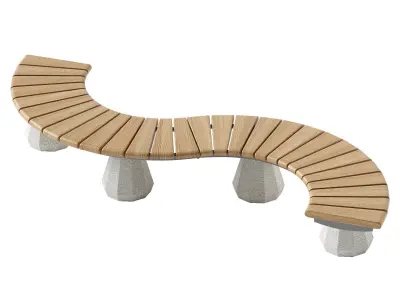 CONCRETE MODULAR BENCH 156 3D model