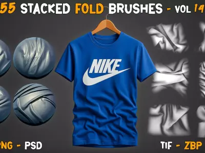 50 Stacked Fold Brushes   Vol 14 Texture