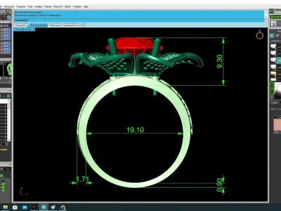 Elegant Five Petal Flower Gemstone Ring 3538 3D print model