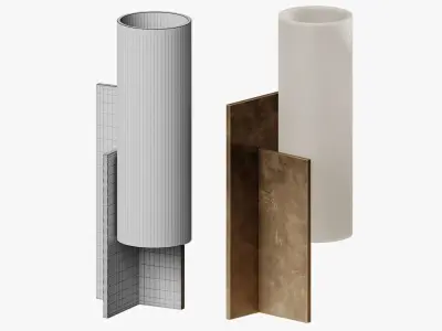 French Modernist Steel and Glass Table Lamps by Boris Lacroix 3D model