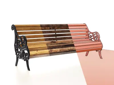 Public Bench  Low-poly 3D model