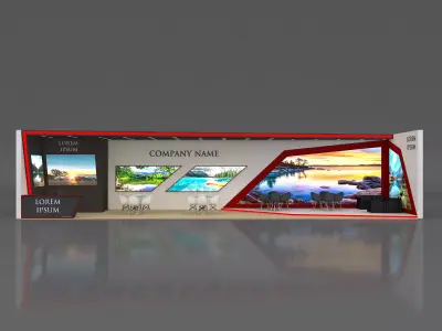 Booth Exhibition Stand Stall 16x4m Height 350 cm 1 Side Open 3D model