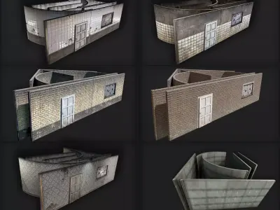  building  Modular Kit - wall collection - PBR  3D Model Pack