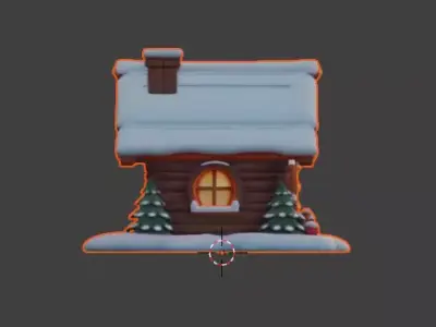 Stylized Christmas Gingerbread House 3D Model Low-poly 3D model
