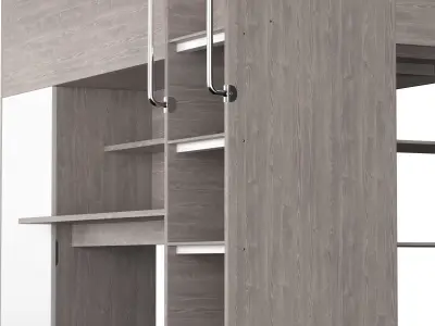 Horizon King Single Loft Bed with Shelves 3D model