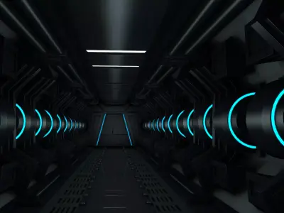 Sci fi Tunnel 3D model 9