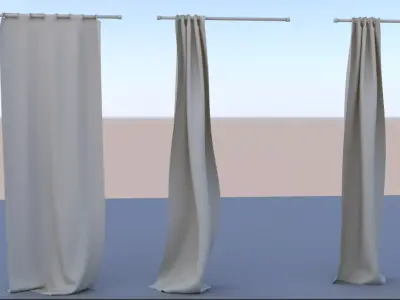 Animated curtain fabric 3D model