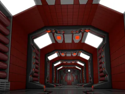 Sci Fi Corridor  3D model 6
