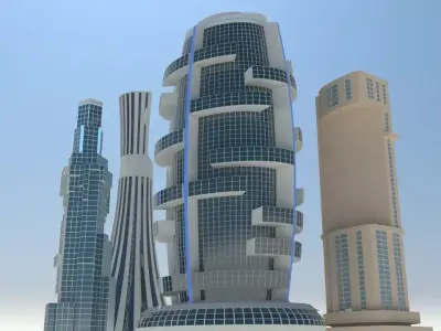Skyscrapers futuristic skyscraper 3D model