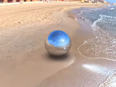  Sky Panorama  Coastal Sunset with Modern Buildings Low-poly 3D model