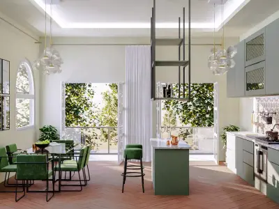 Blender Kitchen Scene Low-poly 3D model