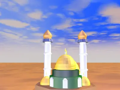3d model Mosque table with two lamps 3D model