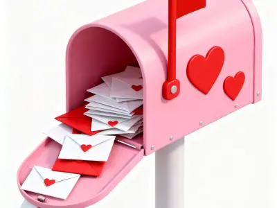 Overflowing Valentines Day Mailbox 3D Model Low-poly 3D model