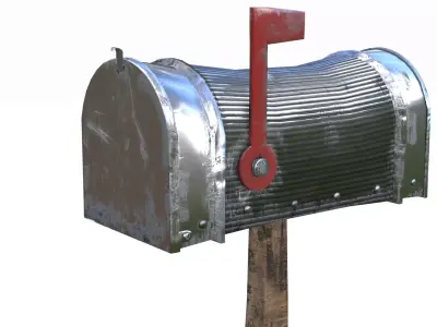 Old silver Mailbox Lowpoly Low-poly 3D model