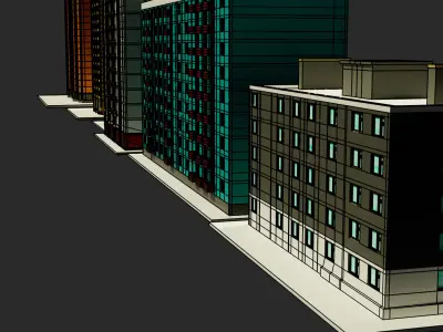 multi-storey building Low-poly 3D model