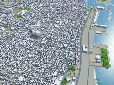 Yaizu Japan 25km Low-poly 3D model