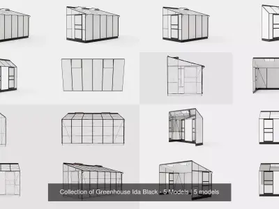 Collection of Greenhouse Ida Black - 5 Models 3D Model Pack