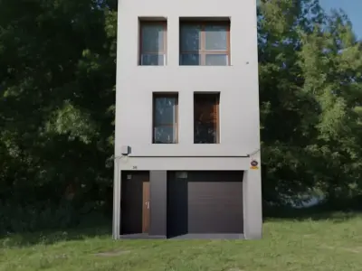 3D Facade house Free low-poly 3D model purchase