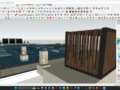 Outdoor pool area 3d model 3D model