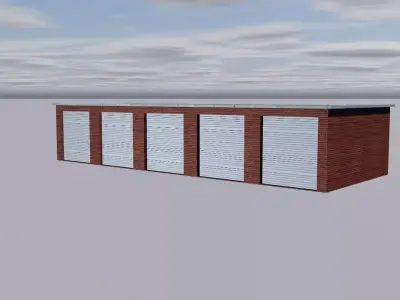 Garage brick building with two doors Low-poly 3D model