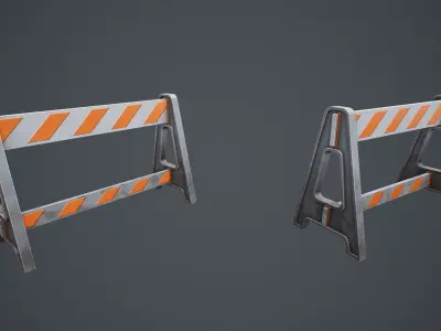 Stylized Traffic Barricade 02 Low-poly 3D model