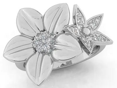 Fancy flower ring 3D print model