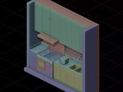 Matcha Isometric Kitchen Interior 3D model