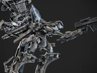 White Sparkle Mech 100mm 3D print model