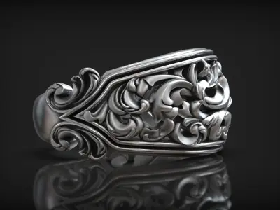 Baroque Royal Pattern Grass Vintage Decor Ring 3D print model