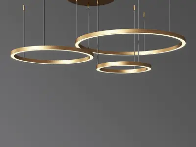 Art Deco Small and Large Hoops Led Ring Chandelier 3D model