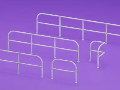Railing Collection set of metal railings 3D model