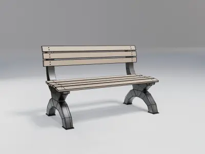 bench - metallic - modern  Low-poly 3D model