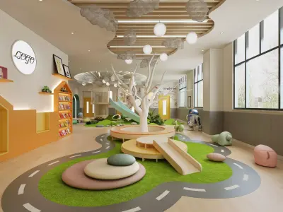 kindergarten Low-poly 3D model