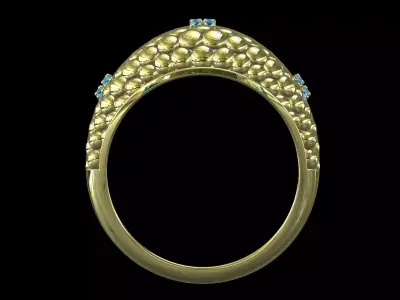 Bold Beaded Dome Bypass Ring 14K Gold 3D print model